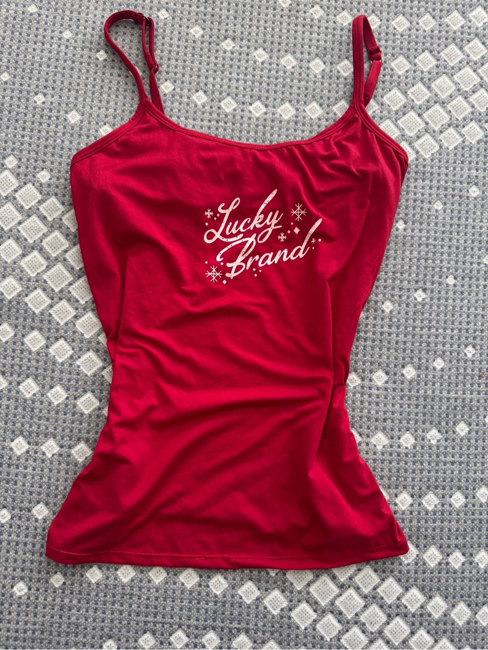 Lucky Brand Red Logo Cami with Script Graphic